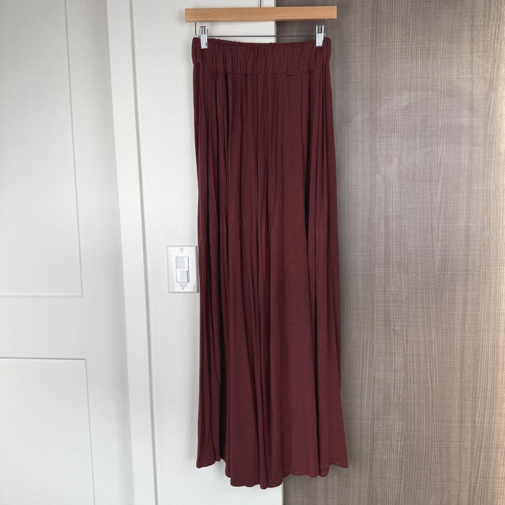 Free People FP Beach Burgundy High Rise Ultra Flare Wide Leg Pull‎ On Pants XS